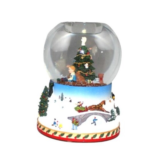 Party Light Christmas Morning Tealight Candle Holder Snow Globe Musical - Picture 3 of 7